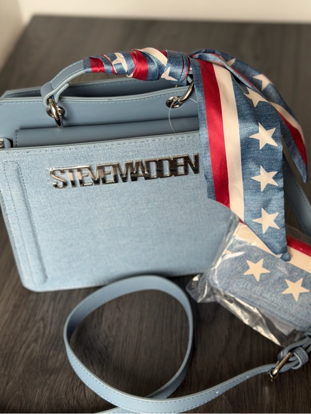 Steve madden red white blue 4th of July America denim satchel crossbody bag